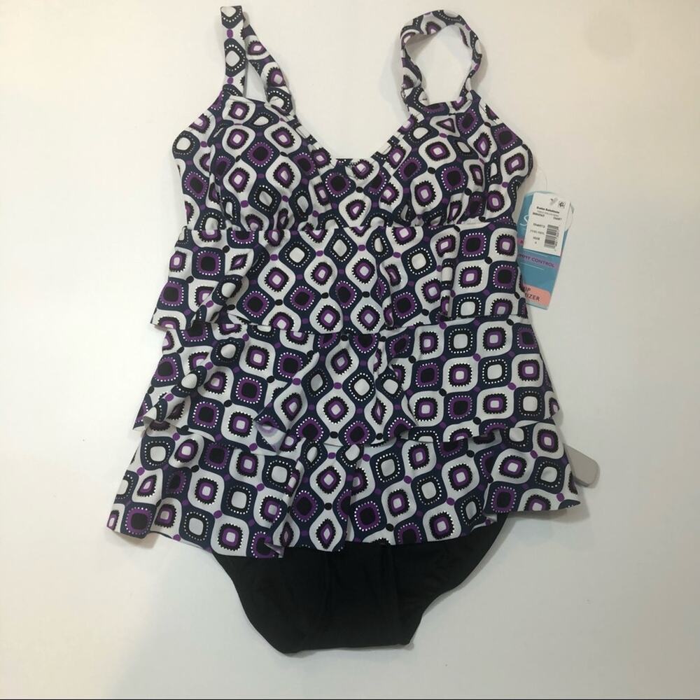 Swim Solution Tired one piece swimsuit Sz 8 - Picture 4 of 8